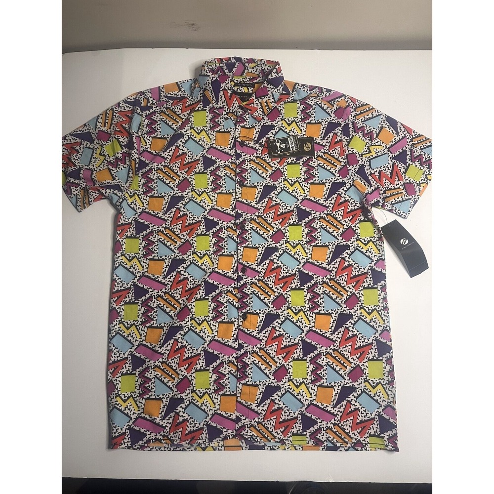 Drill Clothing‎ Shirt Men's Large Multicolor Disco Party Saved by Bell Button-Up